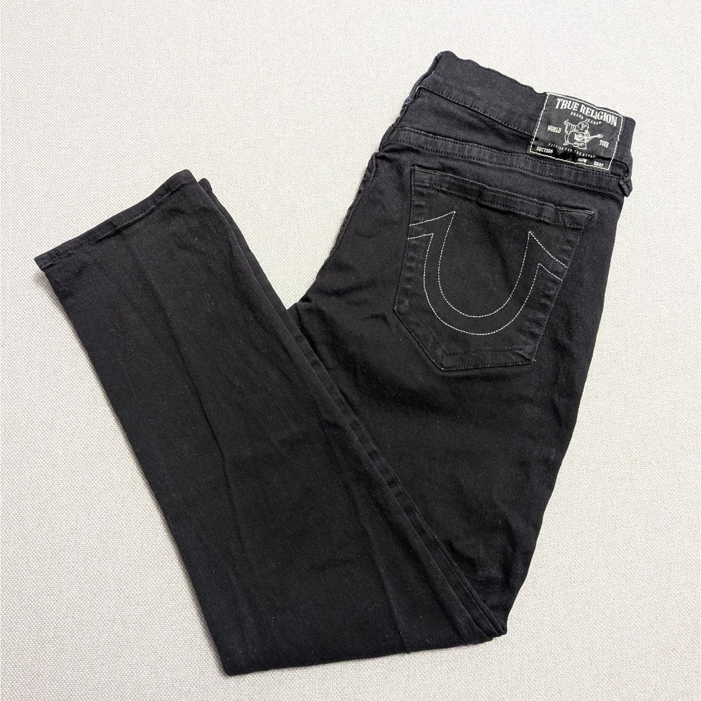 True Religion Geno Men's 36x32 Black Jeans Relaxed Slim Stretch Denim